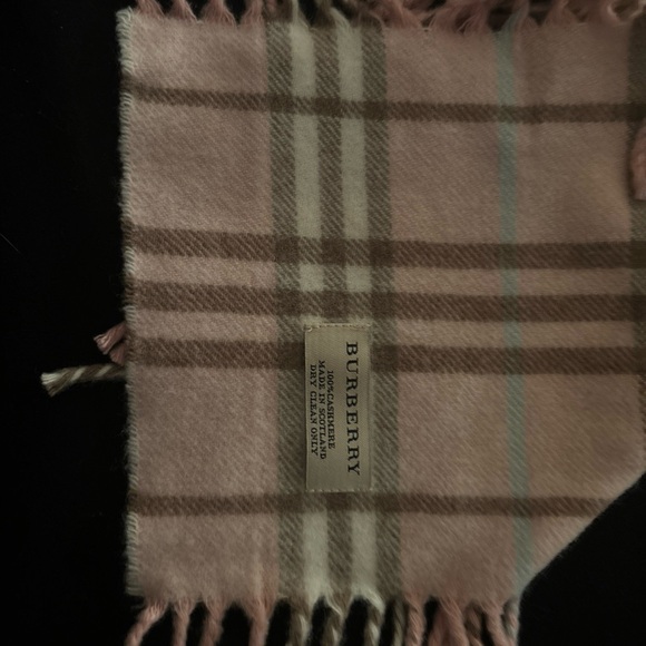 Burberry Pink Plaid Cashmere Double “happy” Fringe Scarf EUC 51.5” Long 7” Wide - Picture 2 of 3